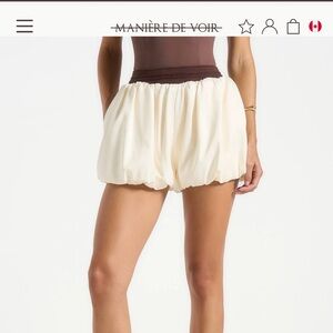 Creme and Brown Satin shorts